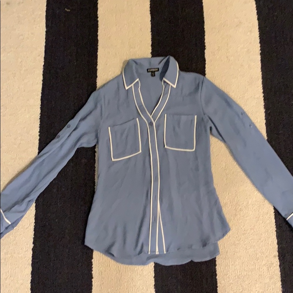EXPRESS XS Baby Blue Long Sleeved Blouse